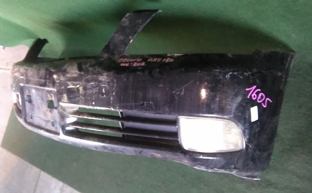 Бампер передний черный в сборе с ПТФ (потерт, дефект лкп) 5211930520C0 BU (Б/У) для TOYOTA CROWN S180 2003-2008