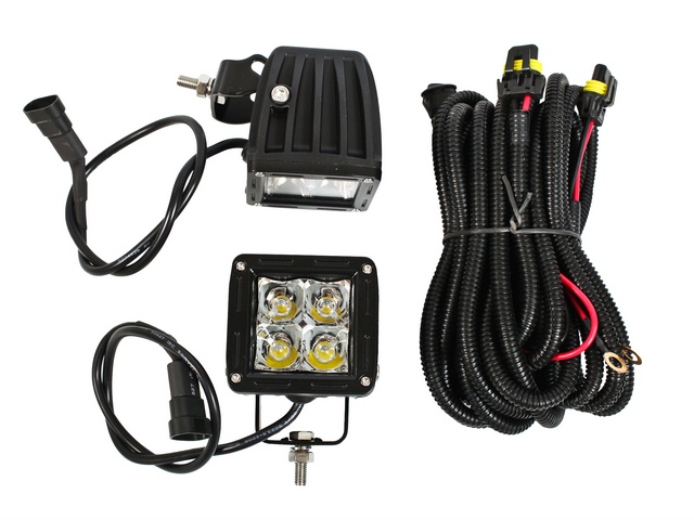 Фара LED-балка свето-диодная, однорядная, 4 лампы в виде противотуманок, 3W, с проводкой и кнопкой PLLPL121111
