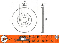 Диск тормозной передний вентилируемый D293мм